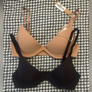 SKIMS Tan and Black Bras